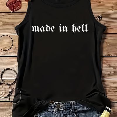 "TEMU Men's "made In " Graphic Tank Top - Casual, Sleeveless, Round Neck, Lightweight, , Relaxed Fit, Casual Summer Wear | Lettering Top | , Plus Size" Image