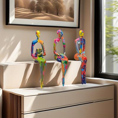 TEMU 3pcs Resin 3 Kinds Of Abstract Figure Statues, Home Desktop Tv Cabinet Decoration Pieces Image