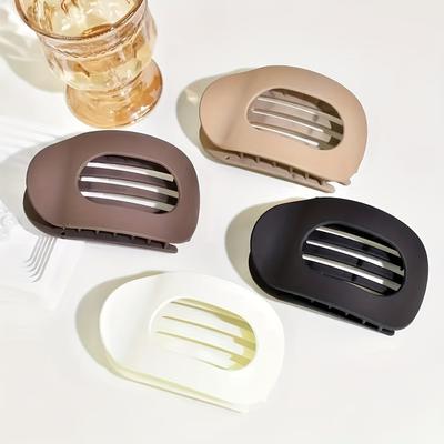 TEMU 4pcs Set Of Multicolor Shiny Flat Hair Clips, Suitable For Women And S, Strong Large Claw Clips, Ideal For Hair, Perfect For Lounging And Driving Image