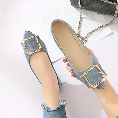 TEMU Women's Elegant Slip-on Flats - Pointed Toe, Lightweight & Breathable, Multiple Colors , Casual Summer Shoes With Metal Detail, Casual Footwear | Metal Detail | Comfortable Footwear, Flat Shoes Image