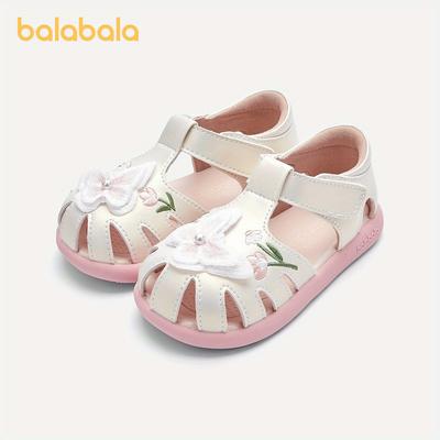 TEMU Balabala Toddler Walking Shoes, Summer Sandals, , , Casual, Versatile For , With Flower Pattern, , Adjustable Strap, Rubber Sole, Synthetic Upper, No Insole, For Image