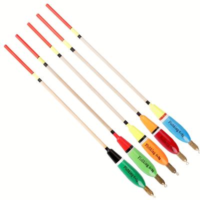 TEMU Fishking 5pcs Carp Fishing Floats - Durable Wood Bobbers With Assorted Weights For Freshwater & Saltwater Angling, Ideal For Carp Fishing, Fishing Accessories, Without Battery Image