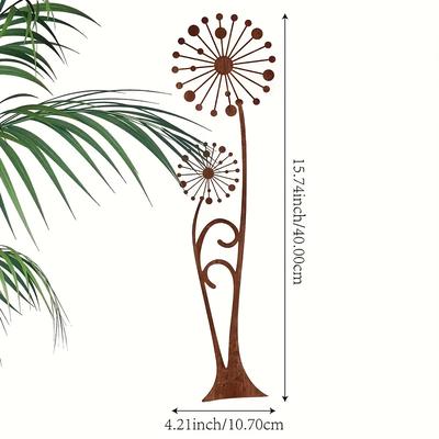 TEMU Garden Decor - Floral Metal Yard Stake, Farmhouse Style, Christmas, Easter, Day, Ideal Gift For , No Electricity Or Battery Needed, Outdoor Decoration, Garden Decorations Image