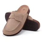 Gacimy Women's Clogs Slippers Summer Fashion Suede Cork Footbed Sandals New Adjustable Buckle Men Cork Mules With Arch Support