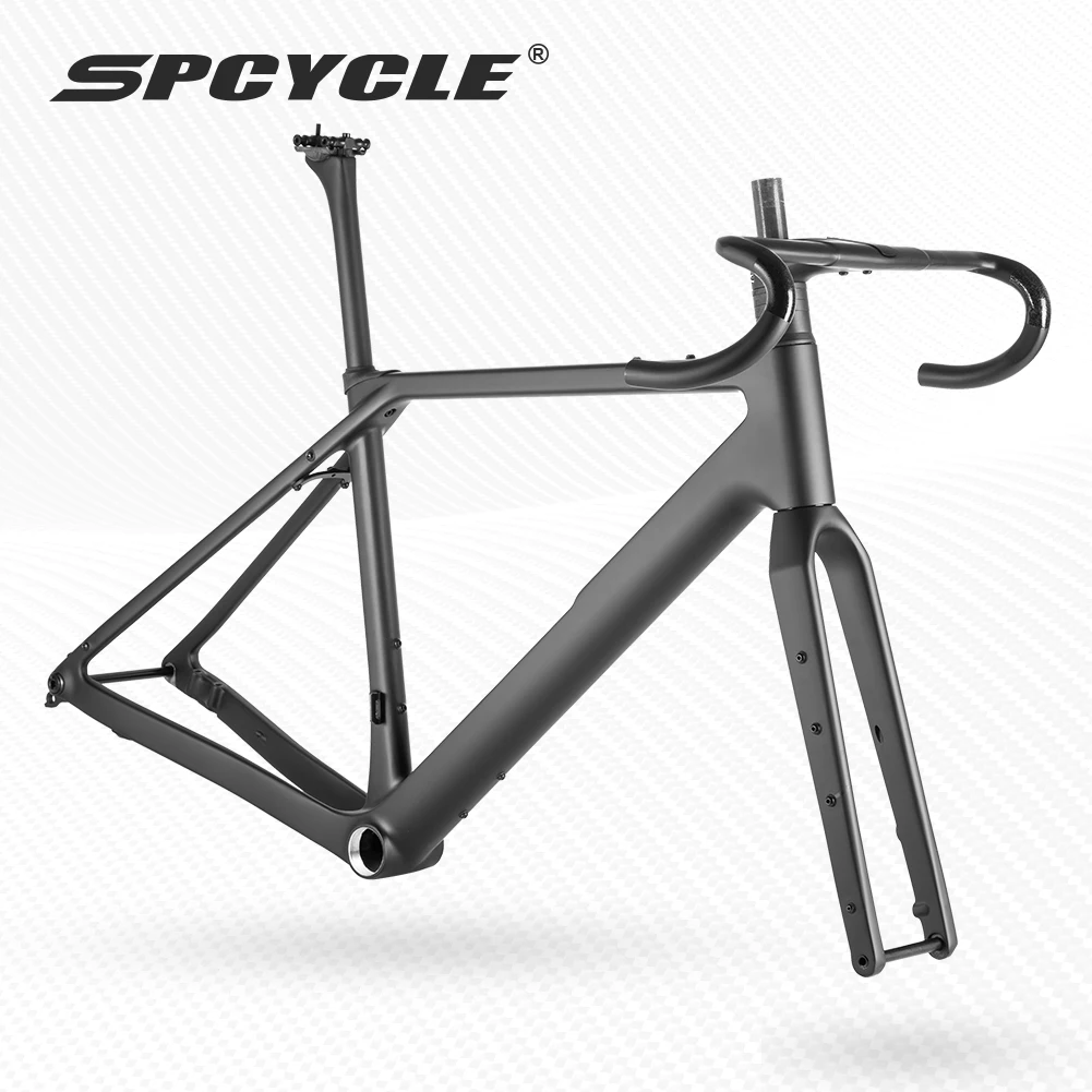 Spcycle G069 Aero Carbon Gravel Fahrradrahmen, vollständig integriertes Kabel, UDH-Aufhänger, Race Gravel Fahrradrahmenset mit Lenker Image