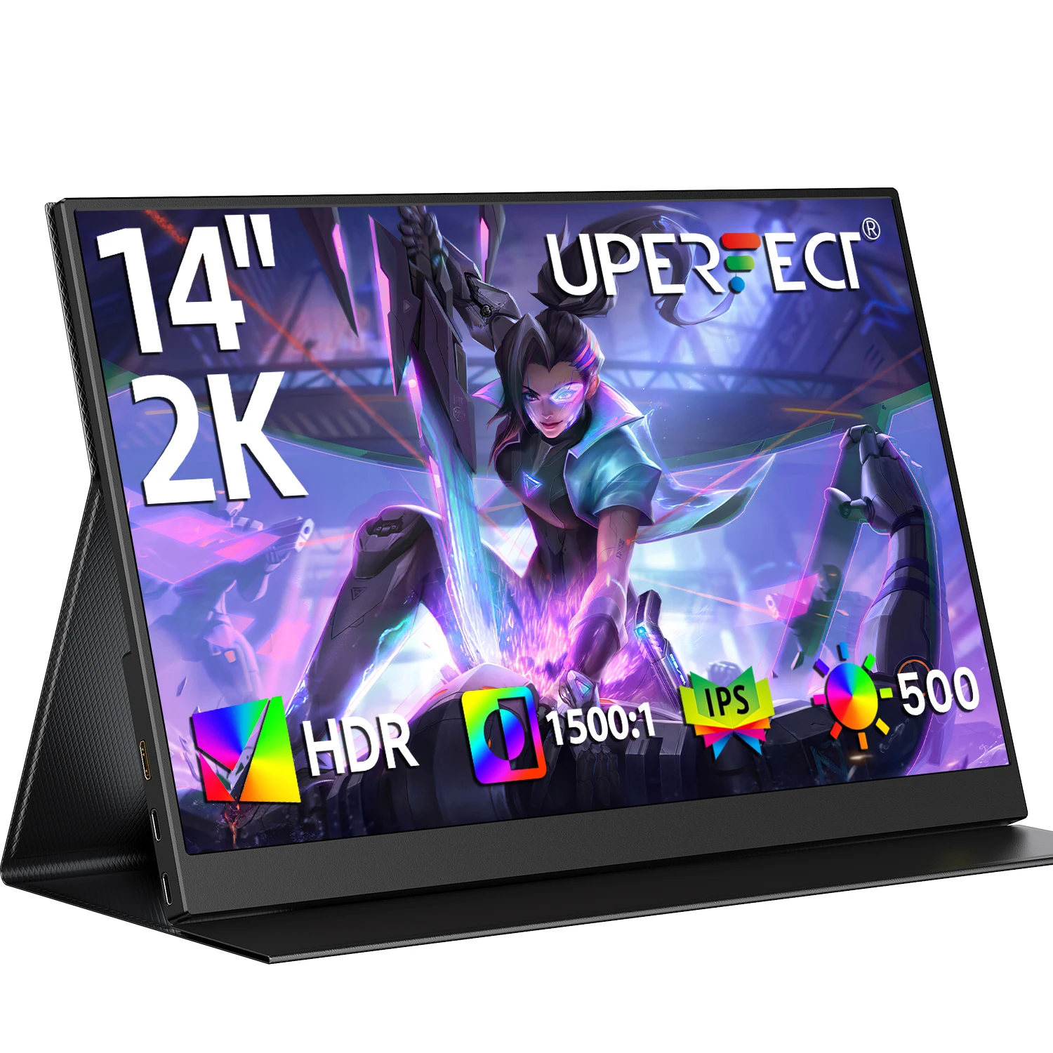 UPERFECT 14" 2K tragbarer Monitor Ultra Slim Laptop Zweiter Gaming-Bildschirm 2160 * 1440 QHD PC Externes Display mit zwei Lautsprechern Image
