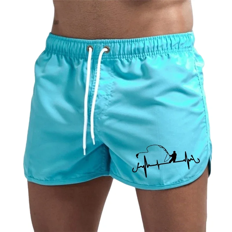 Schwimmen Herren Shorts 2025, Strand Badehose, Sommer, Schwimmen, Fitnessstudio, Hose, schnell trocknend, Homme, Surfen, Lüften, Kordelzug, modisch, lässig, täglich Image