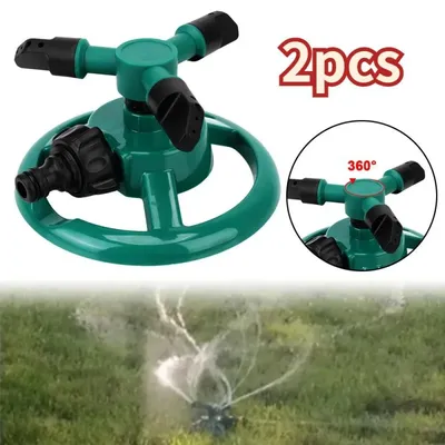 2pcs 360 ° Automatic Garden Sprinklers, Green/Blue - Rotating Lawn Watering System with Adjustable Nozzles, Rustproof ABS Plas
