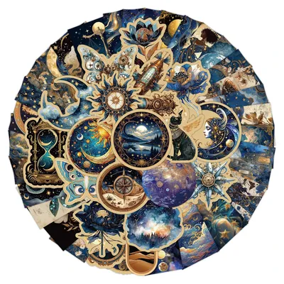 10/30/50 Stück Retro Golden Universe Art Ästhetische Aufkleber Galaxy Mond Astronomie Cartoon Aufkleber DIY Notebook Telefon Koffer Aufkleber Image