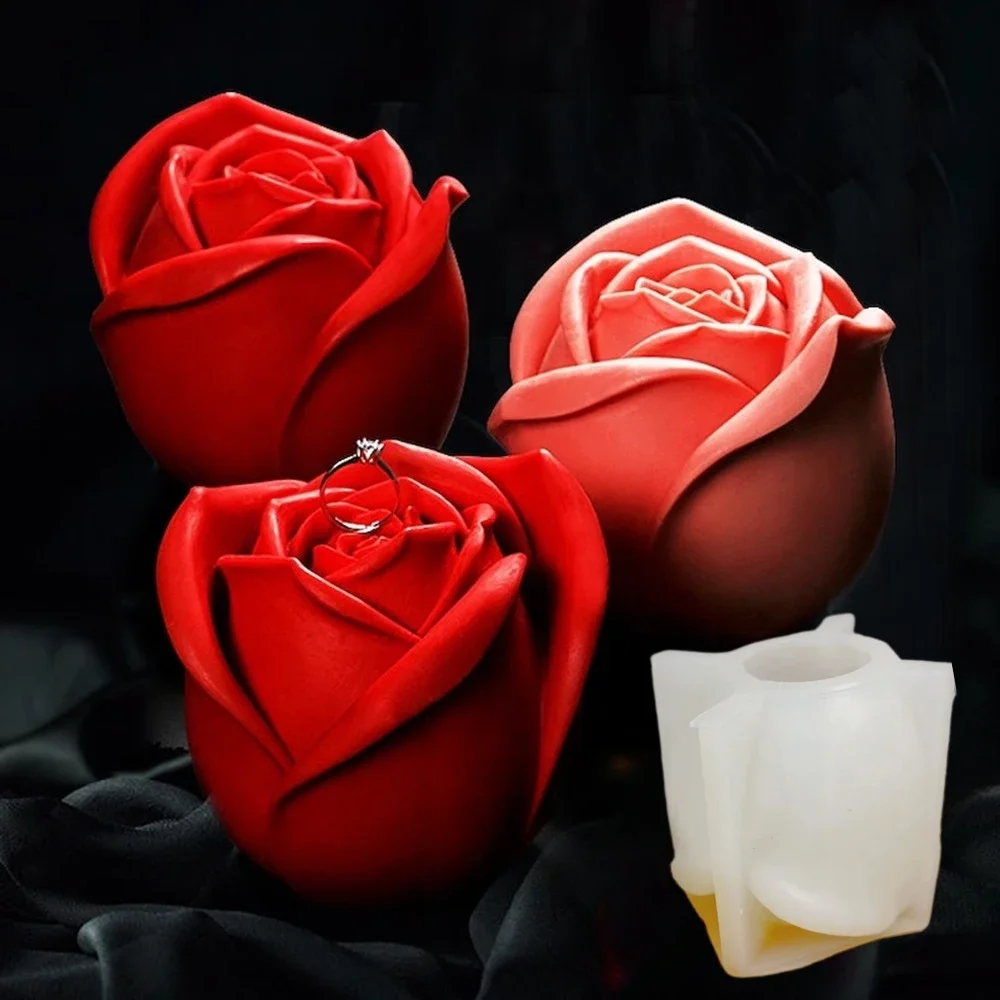 3D Rose Blume Silikon Kerze Formen DIY Aromatherapie Kerze Wachs Formen Schokolade Party Backen Kuchen Handwerk Casting Mold Home Decor Image