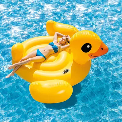INTEX 57556 Riesiges aufblasbares gelbes Enteninsel-Strandpool, schwimmendes Spielzeug für Image