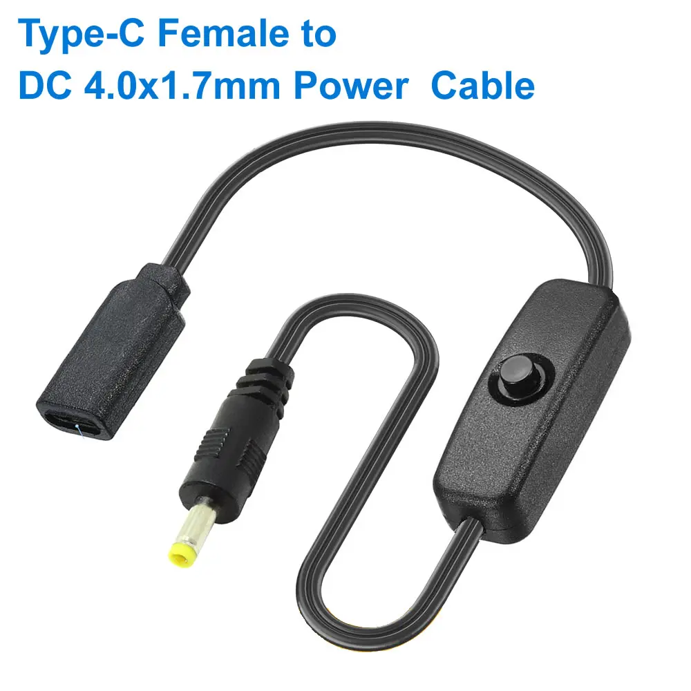 DC 4,0 mm x 1,7 mm Stromkabel mit Ein-/Ausschalter, USB-Typ-C-Buchse auf DC für 5-V-Webcam-Router, Kamera, Mini-Lüfter, DVR, Scanner Image