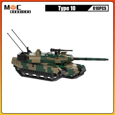 810 Stück Militär technologie Waffe Typ 10 Kampfpanzer Spuren gepanzertes Fahrzeug Moc Bausteine Image