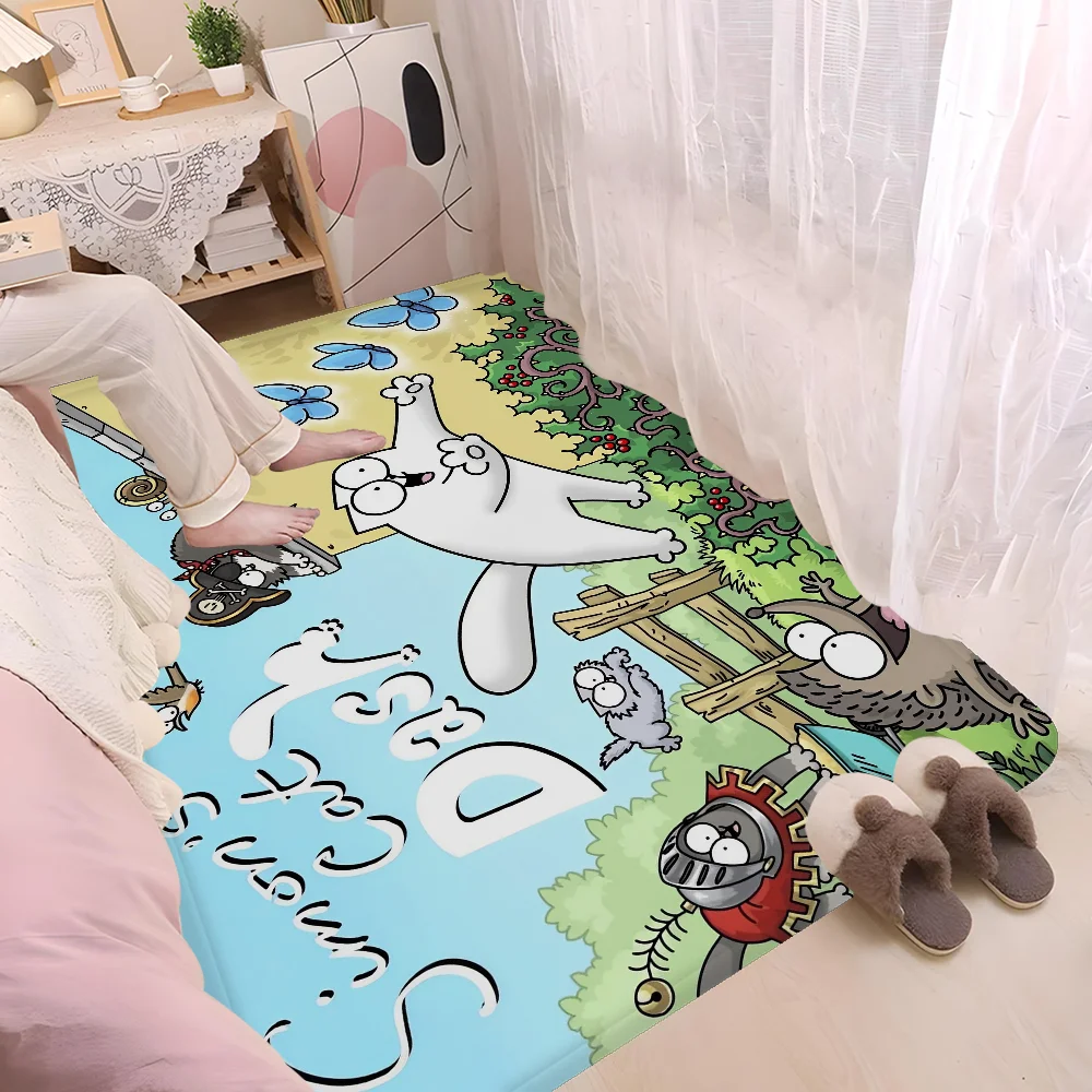 Cute-S-Simons-Katze Bodenmatte rutschfeste Waschküche Matte Wäsche Dekor Balkon Kind Wohnzimmer Nachttisch Matten Image