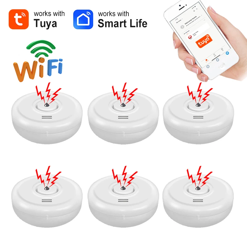 Tuya WiFi Wasser Leck Detektor 100dB Smart Sound Alarm APP Echtzeit Überwachung Home Küche/Keller/Wäsche zimmer Schutz Image