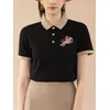Rosa Gold War-Pferd Druck Frauen Polo Shirts Kontrast Weiche T Shirt Casual Hip Hop Kurzarm Kultur Revers Weibliche sportswear