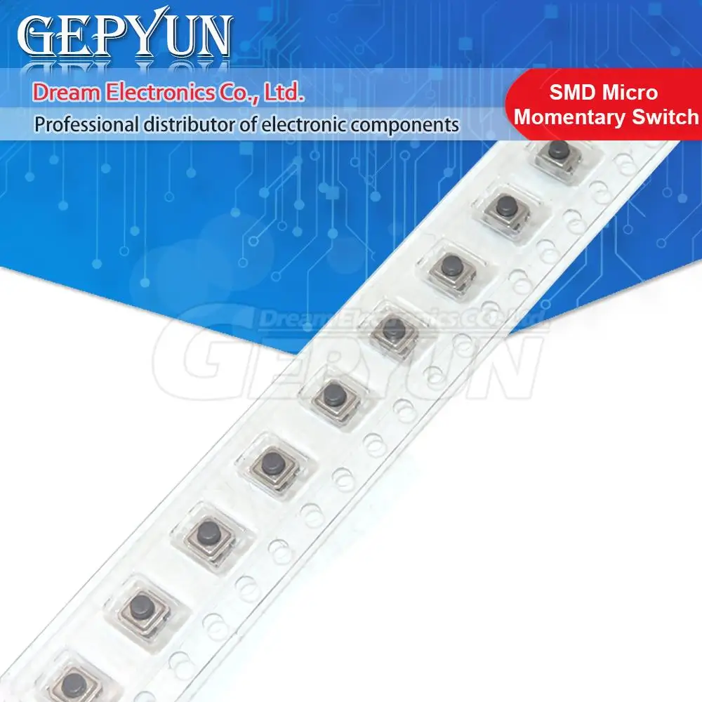 20PCS Super Tiny Tactile Push Button Switch Phone Button SMD Micro Momentary Switch 3X3X1.5/2mm PCB montage Schwarz Image