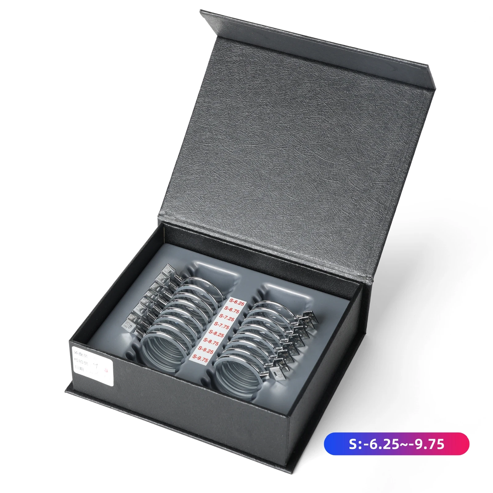 Professionelles 16-teiliges Testlinsen-Set für Brillen | -6,25 bis -9,25D Sphere Metal oder Optometrists, Ophthalmologen, Brillen 16B1 Image