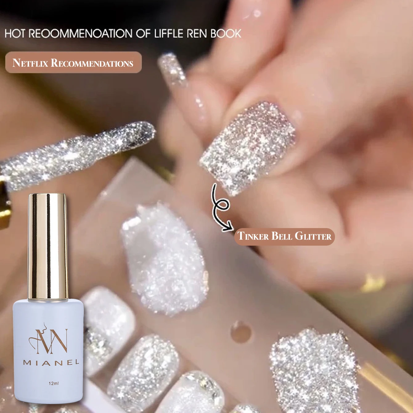 MIANEL 1-12 Stück 12ML Mondlicht Kokosmilch Weiß Super Flash Glitter Gel Nagellack 2026 Neuer Topseller Gel Weiße Nägel Image