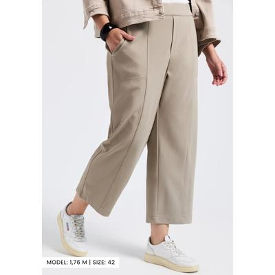 7/8-Hose STREET ONE, Damen, Gr. 42, Länge 26, buff grau, Web, Obermaterial: 95% Polyamid, 5% Elasthan, unifarben, casual, straight fit 7/8-Länge, Hosen, mit Taschen und Gummizug, Topseller Image