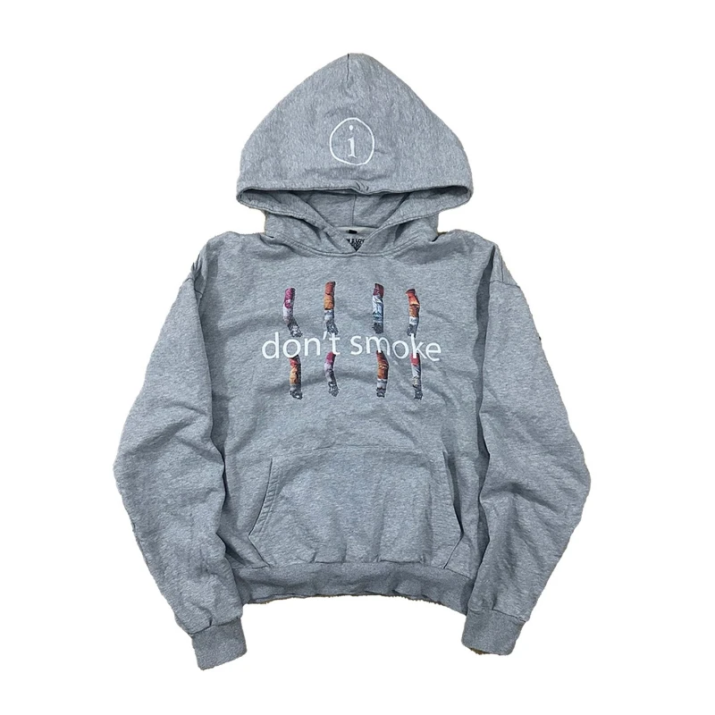 Y2K Kampagne Hoodie Retro Rauch Druck Sweatshirt Männer Frauen Neue Trendy Vintage Klassische Hip Hop Grau Streetwear Unisex Lose Mantel