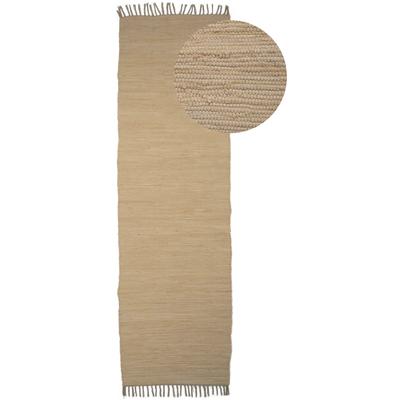 Teppich CARPETFINE "Kelim Chindi uni", beige, B:80cm H:5mm L:400cm, Baumwolle, Teppiche, Wendeteppich, reine Baumwolle, handgewebt, Uni-Farben, mit Fransen Image