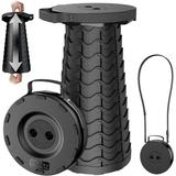 FREEAMG 2025 Upgraded Collapsible Stool Portable Folding Stool Telping Camping Stool Round Retractable Seat with Anti-Slip Bm for Camping Garng shing Hi BBQ [Black]
