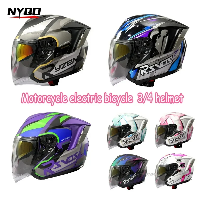 Casque de moto Ryzen pour hommes et femmes, casque 3/4, demi-casque de moto, cascos para moto, casco moto, 헬멧반모, Шлем