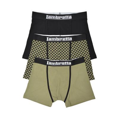 Lambretta - Boxershorts für Herren(3er-Pack) (Khakigrün/Schwarz) Image