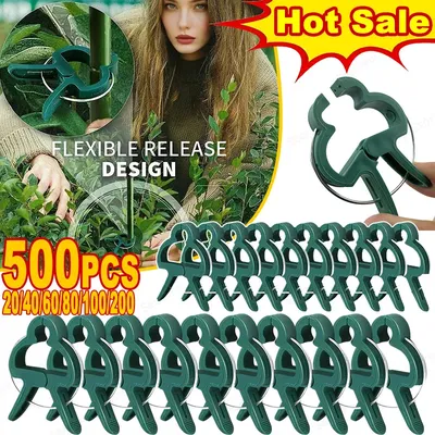 Reusable Green Garden Plant Holding Clips For Greenhouse Vegetables Flower Stems Vines Grape Clamps