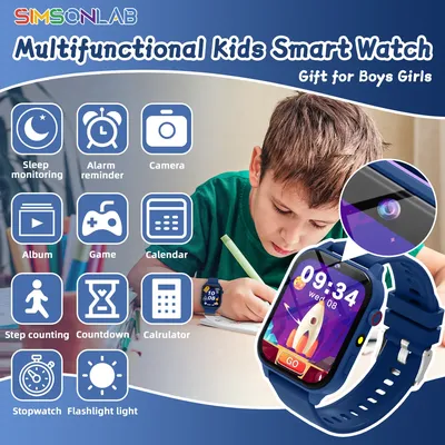 New Children Study Smartwatch HD Camera Games Flashlight Sleep Monitoring Alarm Calculator Birthday