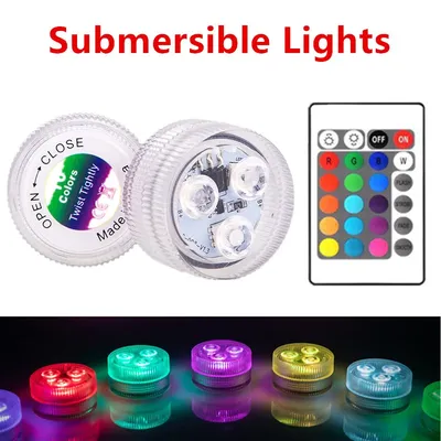 Battery Powered LED Underwater RGB Submersible Lights IP68 Waterproof Swimming Pool Night Atmosphere Lamp Decor Wedding Party
