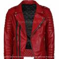 Giubbotto Pelle Biker Rosso Uomo Genuine Motorcycle S Coat Bomber in vera pelle di agnello
