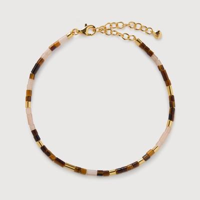 Gold Delphi Multi Gemstone Beaded Bracelet Tigers Eye