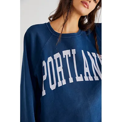 Classic Crew Sweatshirt by Original Retro Brand at Free People in Dark Navy Portland, Size: Small