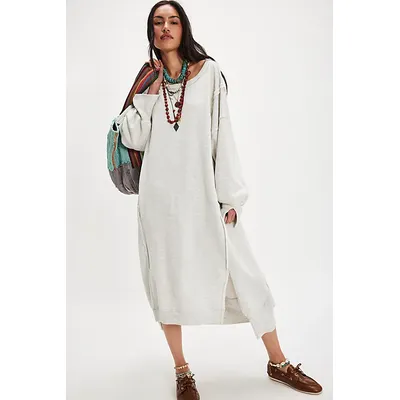 We The Free Camden Maxi Sweatshirt at Free People in Heather Grey, Size: Medium