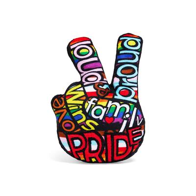 YOULY Pride Peace Hands Plush Dog Toy, Small