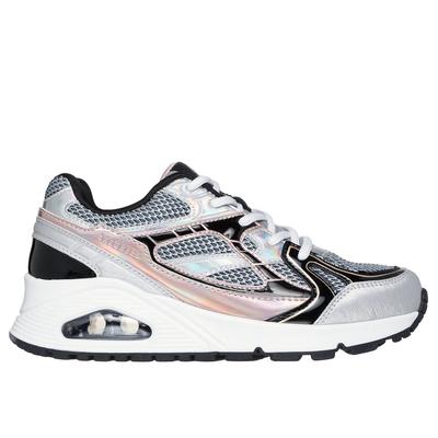 Skechers Girl's UNO Gen1 - Platinum Flash Sneaker | Size 11.5 | Silver/Black | Synthetic/Textile