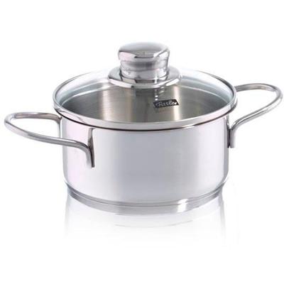 Kochtopf FISSLER "Häppchen", silber (edelstahlfarben), H:12,5cm Ø:14cm, Töpfe, Kochtopf Fleischtopf, Induktions-geeignet, inklusive Glasdeckel Image