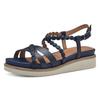 Keilsandalette TAMARIS, Damen, Gr. 40, blau (navy), Leder, Lederimitat, modisch, Schuhe, Riemchensandale, Sommerschuh mit verstellbarer Schnalle