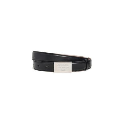 Engraved Logo Leather Belt - Black - Acne Belts