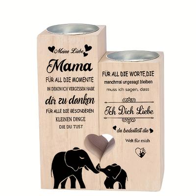 "TEMU Elegant Wooden Heart-shaped Candle Holder With "mama" Design - Perfect Day, Birthday, Anniversary Gift, Home Decor (candle Not Included), Day Gift|elegant Candle Holder|unfinished , Candle Decor" Image