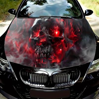 TEMU Pvc Vinyl With Red Eyes & Smoke Decal - Terrifying Pattern For Car Covers, Suvs, And Trucks - Halloween Or Gothic Style, Halloween Decal | Design | Vinyl Image
