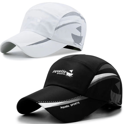 TEMU 2pcs Quick-dry Lightweight Baseball Caps - Stylish Sailboat Print, Breathable Mesh Back, For Outdoor Sports, Fishing, Hiking & Urban (white & Navy Blue) Image