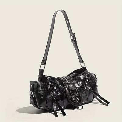 TEMU Underarm Bag With Retro Rivets In A American-style Spicy Design, Fashionable Crossbody Style Image