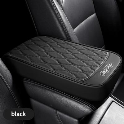 TEMU Car Armrest Cushion With Storage - Beige & Orange Quilted Design, Enhancing Center Console Extender For All Vehicles, Pvc Material, Car Interior Accessory | Quilted Armrest Cushion | Surface Image