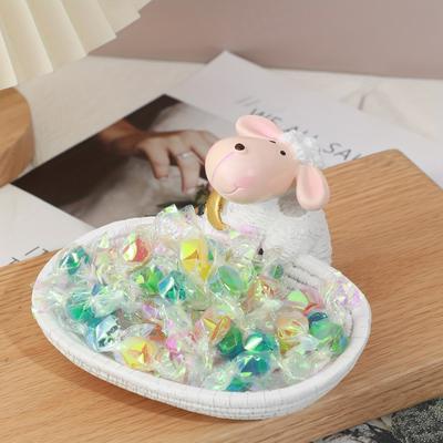 TEMU 1pc Adorable Sheep Figurine Candy & Snack Storage Jar - Resin, Lid, Oval Shape, Ideal For Home Entryway & Office Decor, Eid Festival Decoration Image