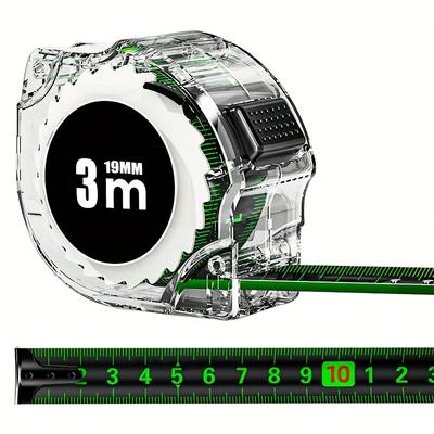 TEMU 1pc Self-locking Fluorescent Steel Tape Measure Laser Ruler Measuring Tool Wide Ruler Image