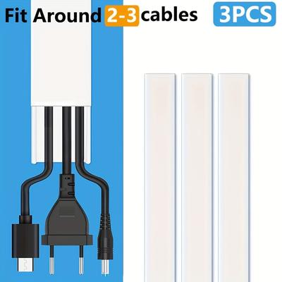 TEMU Tv Cable Hider, 47in Cable , Cable Hider, Cable For 2-3 Cables, Cable Slot Cable Hider, Cable Hider, Cable Concealer, 3×l15.7in W0.95in H0.55in, Image