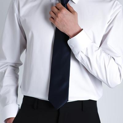 TEMU Men' Color Dress Shirt - Elegant Long Sleeve, Non-stretch Fabric, Regular Fit With Lapel Collar For Work & Social Events, Business Casual Attire | Classic Collared Shirt | Polyester Blen Image